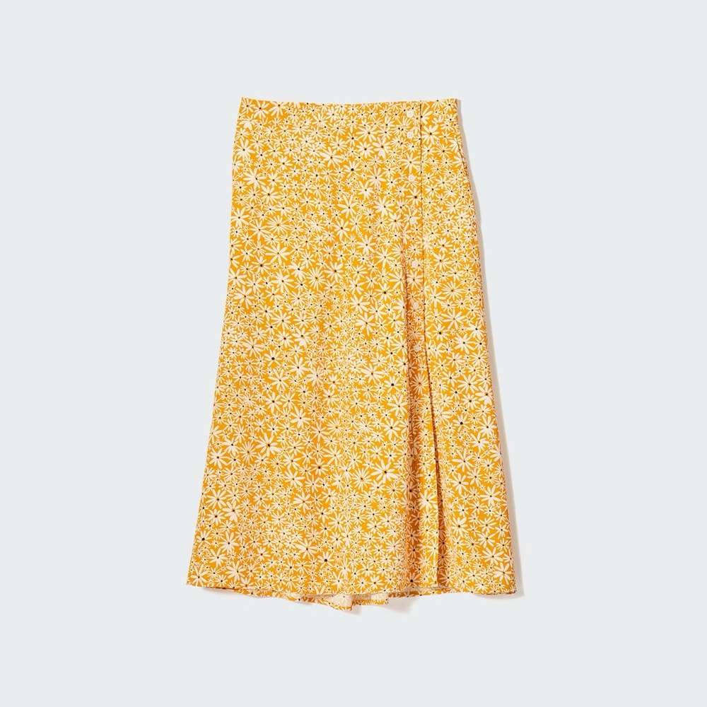 Uniqlo side slit, buttoned skirt, yellow